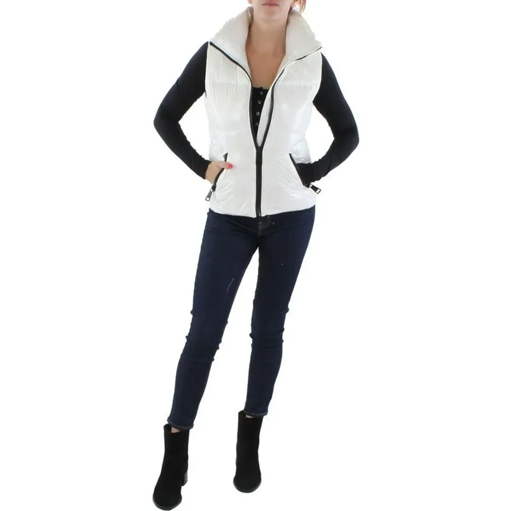 SAM. Womens Freedom White Metallic Cold Weather Puffer Outerwear Vest NWT